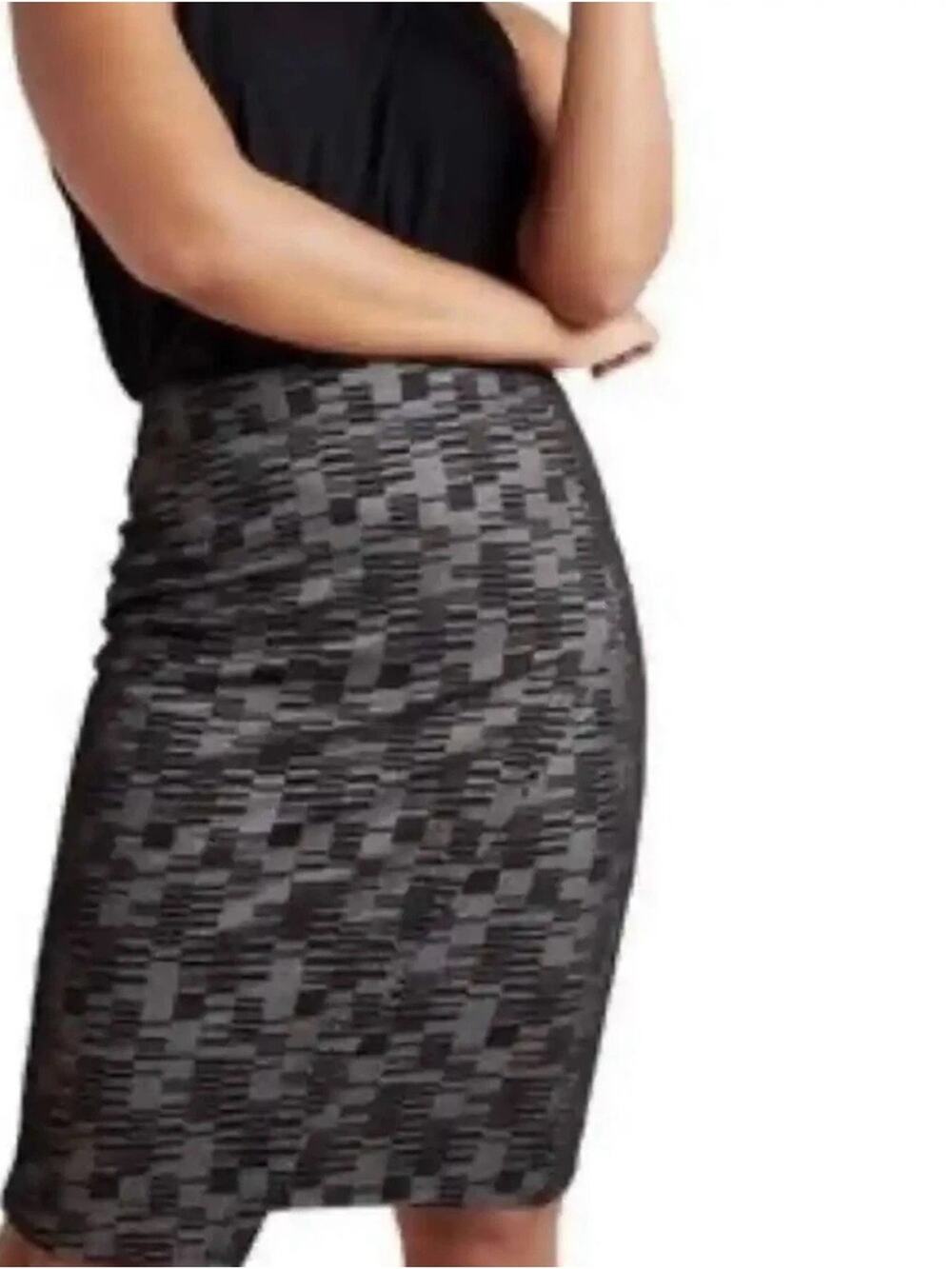 NWOT Maeve Anthropologie Women’s Gray Geometric Patterned Pencil Skirt Size XL